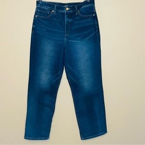 Express High Waisted Dark Wash Straight Ankle Jeans Size 10